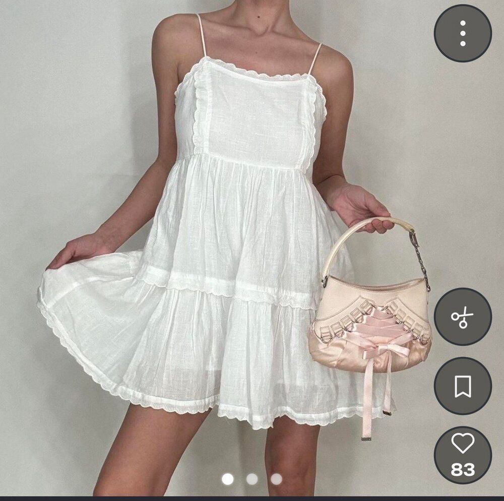 Urban Outfitters Hanna Tiered White Cotton Mini Dress‎ Women’s Small